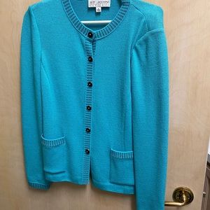 Turquoise St John cardigan, size 4